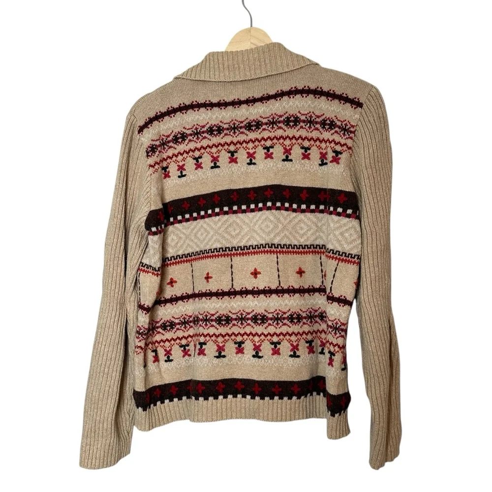 90s Cottagecore Embroidered boho Cardigan Tan - Picture 2 of 6